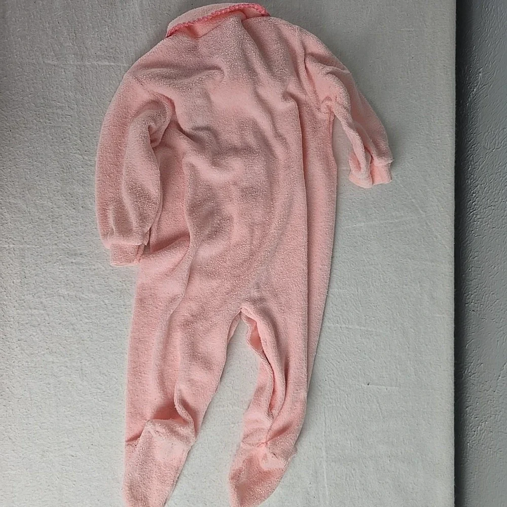 Vintage Carter's Pink Rose‎ One Piece Footed Outfit 3 Months Terrycloth